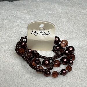 My Style Brown Beaded Bracelet Set NWT Boho Beaded Stretchy Bracelets